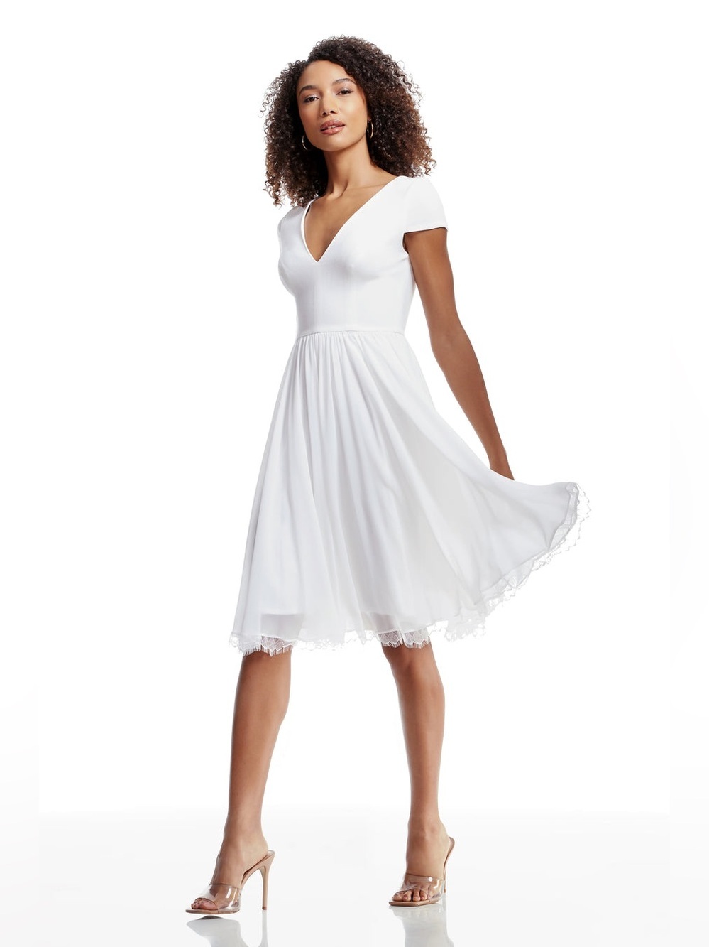 Dress The Population Corey Dress XS White bride bridal shower wedding feminine - Picture 1 of 14